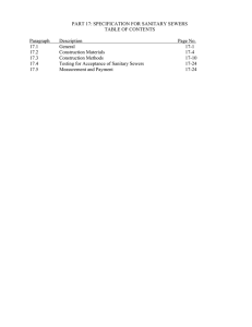 PART 17: SPECIFICATION FOR SANITARY SEWERS TABLE OF CONTENTS Paragraph