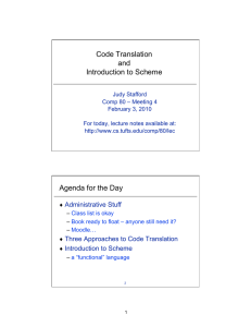 Code Translation and Introduction to Scheme