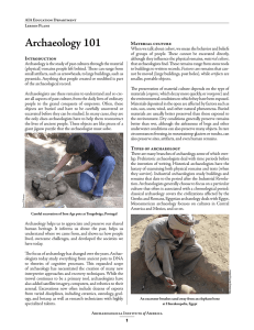 Archaeology 101 Material culture Introduction