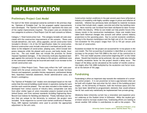 IMPLEMENTATION Preliminary Project Cost Model