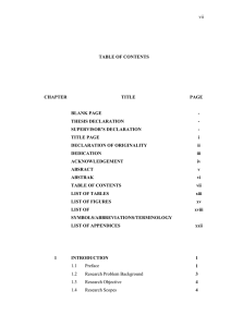 vii TABLE OF CONTENTS CHAPTER TITLE PAGE