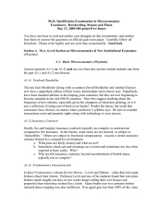 Ph.D. Qualification Examination in Microeconomics Examiners:  Borcherding, Denzau and Filson