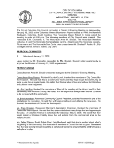 CITY OF COLUMBIA CITY COUNCIL DISTRICT III EVENING MEETING MINUTES