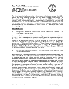 CITY OF COLUMBIA CITY COUNCIL WORK SESSION MINUTES JANUARY 25, 2006