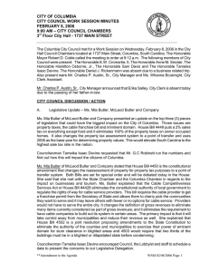 CITY OF COLUMBIA CITY COUNCIL WORK SESSION MINUTES FEBRUARY 8, 2006