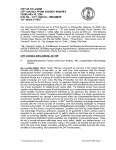 CITY OF COLUMBIA CITY COUNCIL WORK SESSION MINUTES FEBRUARY 15, 2006