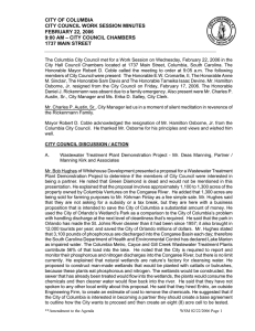 CITY OF COLUMBIA CITY COUNCIL WORK SESSION MINUTES FEBRUARY 22, 2006