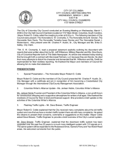 CITY OF COLUMBIA CITY COUNCIL MEETING MINUTES WEDNESDAY, MARCH 1, 2006