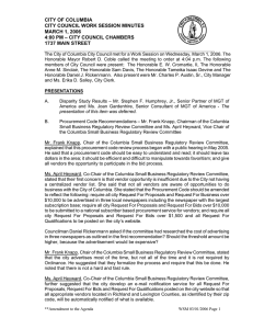 CITY OF COLUMBIA CITY COUNCIL WORK SESSION MINUTES MARCH 1, 2006