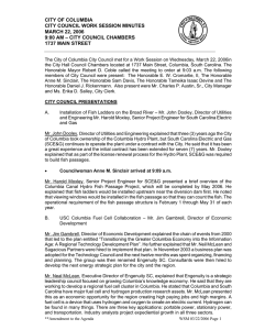 CITY OF COLUMBIA CITY COUNCIL WORK SESSION MINUTES MARCH 22, 2006