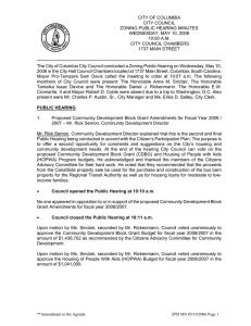 CITY OF COLUMBIA  CITY COUNCIL ZONING PUBLIC HEARING MINUTES