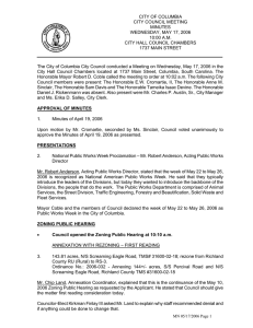 CITY OF COLUMBIA  CITY COUNCIL MEETING MINUTES