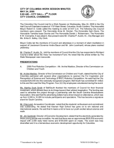 CITY OF COLUMBIA WORK SESSION MINUTES MAY 24, 2006 FLOOR