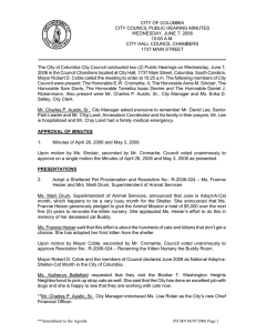 CITY OF COLUMBIA CITY COUNCIL PUBLIC HEARING MINUTES WEDNESDAY, JUNE 7, 2006