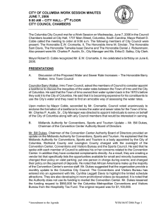 CITY OF COLUMBIA WORK SESSION MINUTES JUNE 7, 2006 FLOOR