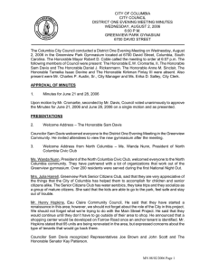 CITY OF COLUMBIA  CITY COUNCIL DISTRICT ONE EVENING MEETING MINUTES