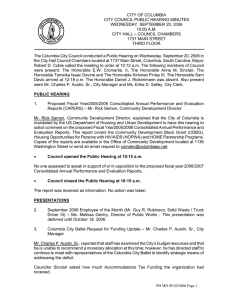 CITY OF COLUMBIA  CITY COUNCIL PUBLIC HEARING MINUTES WEDNESDAY, SEPTEMBER 20, 2006