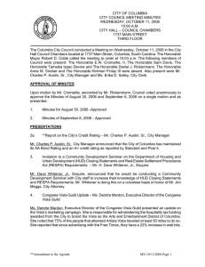 CITY OF COLUMBIA  CITY COUNCIL MEETING MINUTES WEDNESDAY, OCTOBER 11, 2006