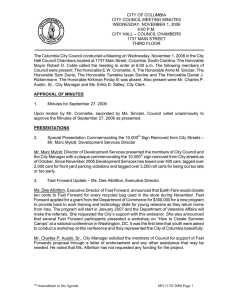 CITY OF COLUMBIA  CITY COUNCIL MEETING MINUTES WEDNESDAY, NOVEMBER 1, 2006