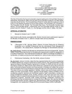 CITY OF COLUMBIA  CITY COUNCIL CITY COUNCIL MEETING MINUTES