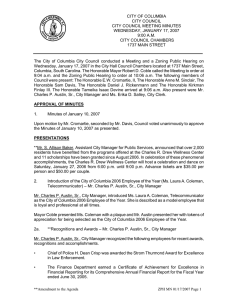 CITY OF COLUMBIA  CITY COUNCIL CITY COUNCIL MEETING MINUTES