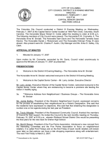 CITY OF COLUMBIA  CITY COUNCIL DISTRICT III EVENING MEETING MINUTES