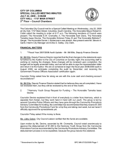 CITY OF COLUMBIA SPECIAL CALLED MEETING MINUTES JULY 22, 2009 – 9:00AM