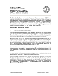 CITY OF COLUMBIA WORK SESSION MINUTES JANUARY 13, 2010 – 9:00 A.M.