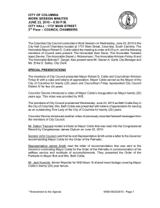 CITY OF COLUMBIA WORK SESSION MINUTES JUNE 23, 2010 – 6:00 P.M.