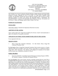 CITY OF COLUMBIA CITY COUNCIL MEETING MINUTES TUESDAY, SEPTEMBER 20, 2011