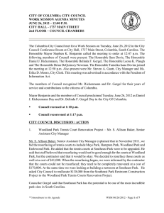 CITY OF COLUMBIA CITY COUNCIL WORK SESSION AGENDA MINUTES