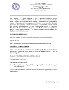 CITY OF COLUMBIA DISTRICT II EVENING MEETING MINUTES TUESDAY, OCTOBER 15, 2013