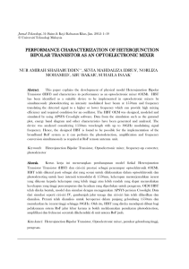PERFORMANCE CHARACTERIZATION OF HETEROJUNCTION BIPOLAR      ... TRANSISTOR AS AN OPTOELECTRONIC MIXER