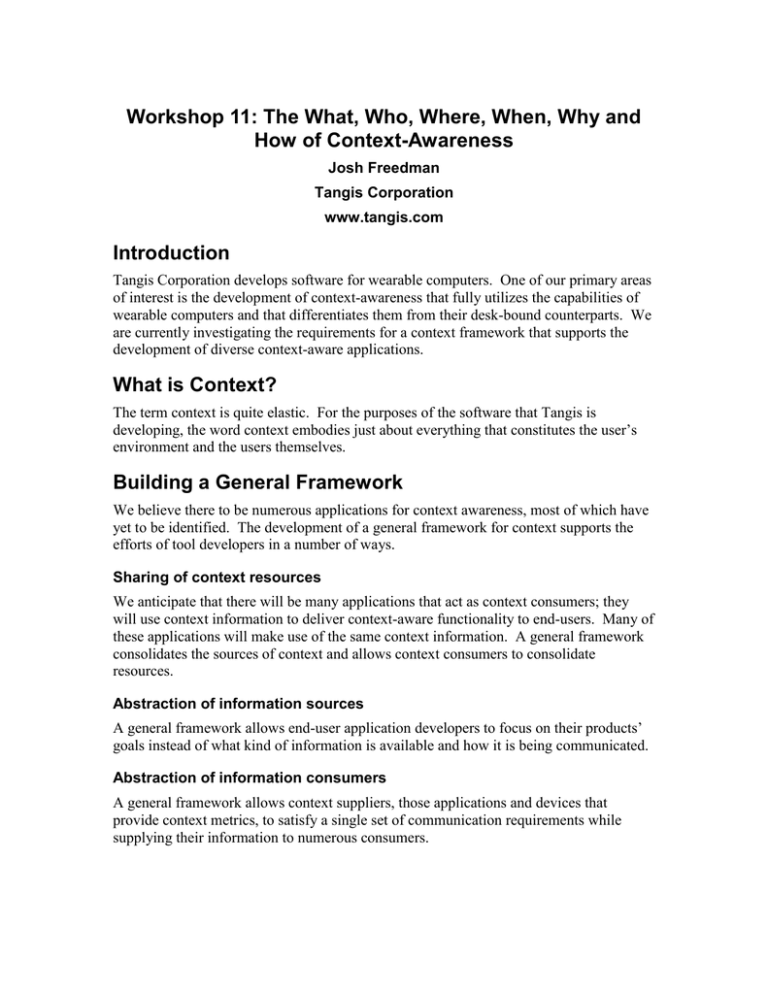 Workshop 11 The What Who Where When Why And Introduction