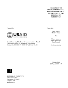 ASSESSMENT OF INTERGOVERNMENTAL RELATIONS AND LOCAL