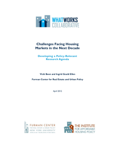 Challenges Facing Housing Markets in the Next Decade Developing a Policy-Relevant Research Agenda