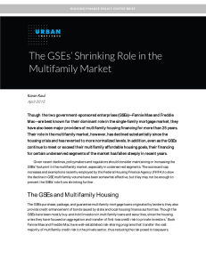 The GSEs’ Shrinking Role in the Multifamily Market  April 2015