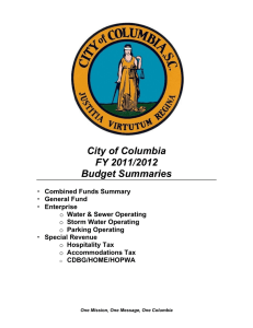 City of Columbia FY 2011/2012 Budget Summaries