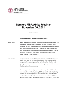 Stanford MBA Africa Webinar November 30, 2011