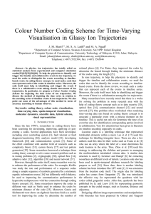 Colour Number Coding Scheme for Time-Varying Visualisation in Glassy Ion Trajectories