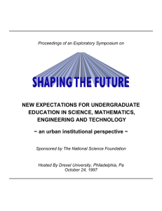 NEW EXPECTATIONS FOR UNDERGRADUATE EDUCATION IN SCIENCE, MATHEMATICS, ENGINEERING AND TECHNOLOGY