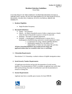 Resident Selection Guidelines