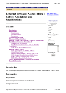 Ethernet 100BaseTX and 10BaseT Cables: Guidelines and Specifications Contents