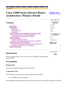 Cisco 12000 Series Internet Router Architecture: Memory Details Contents