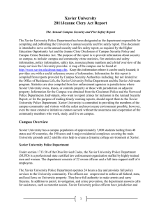 Xavier University 2011Jeanne Clery Act Report