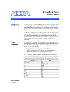 Evaluating Power Introduction for Altera Devices