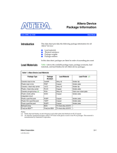 Altera Device Package Information Introduction