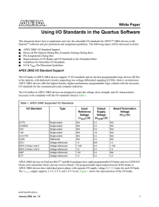 Using I/O Standards in the Quartus Software White Paper