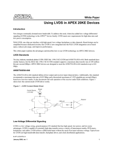 Using LVDS in APEX 20KE Devices White Paper Introduction