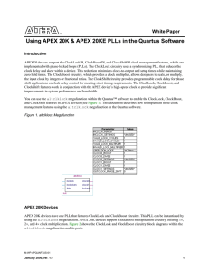 Using APEX 20K &amp; APEX 20KE PLLs in the Quartus... White Paper Introduction
